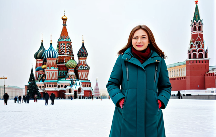 **
A professional woman in Moscow, wearing a stylish and modest winter coat, standing in front of Saint Basil's Cathedral on Red Square. The scene should capture the vibrant colors of the buildings against a snowy backdrop. Ensure the woman is fully clothed in appropriate attire. Perfect anatomy, correct proportions, natural pose, safe for work, appropriate content, family-friendly, professional photography, high quality. Focus on a realistic and detailed portrayal of Moscow.
**