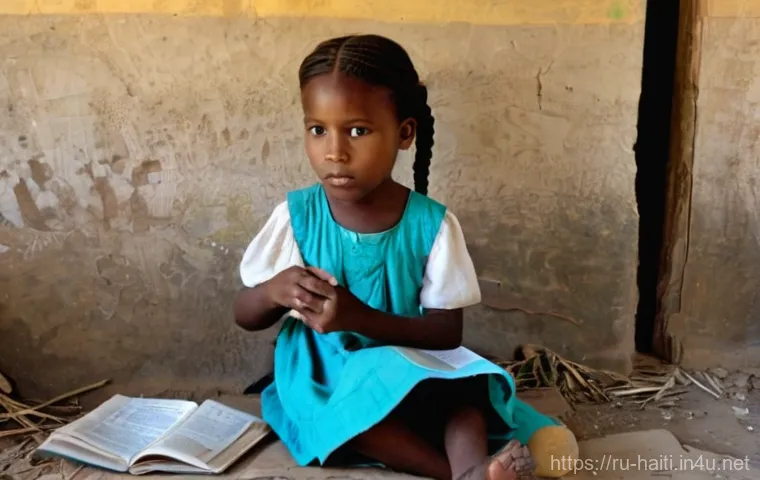 아이티의 정치적 불안정과 시위 현황 - **Prompt 2: The Strained Vigil**
    A mid-angle, cinematic shot showing a barricaded street in Port...