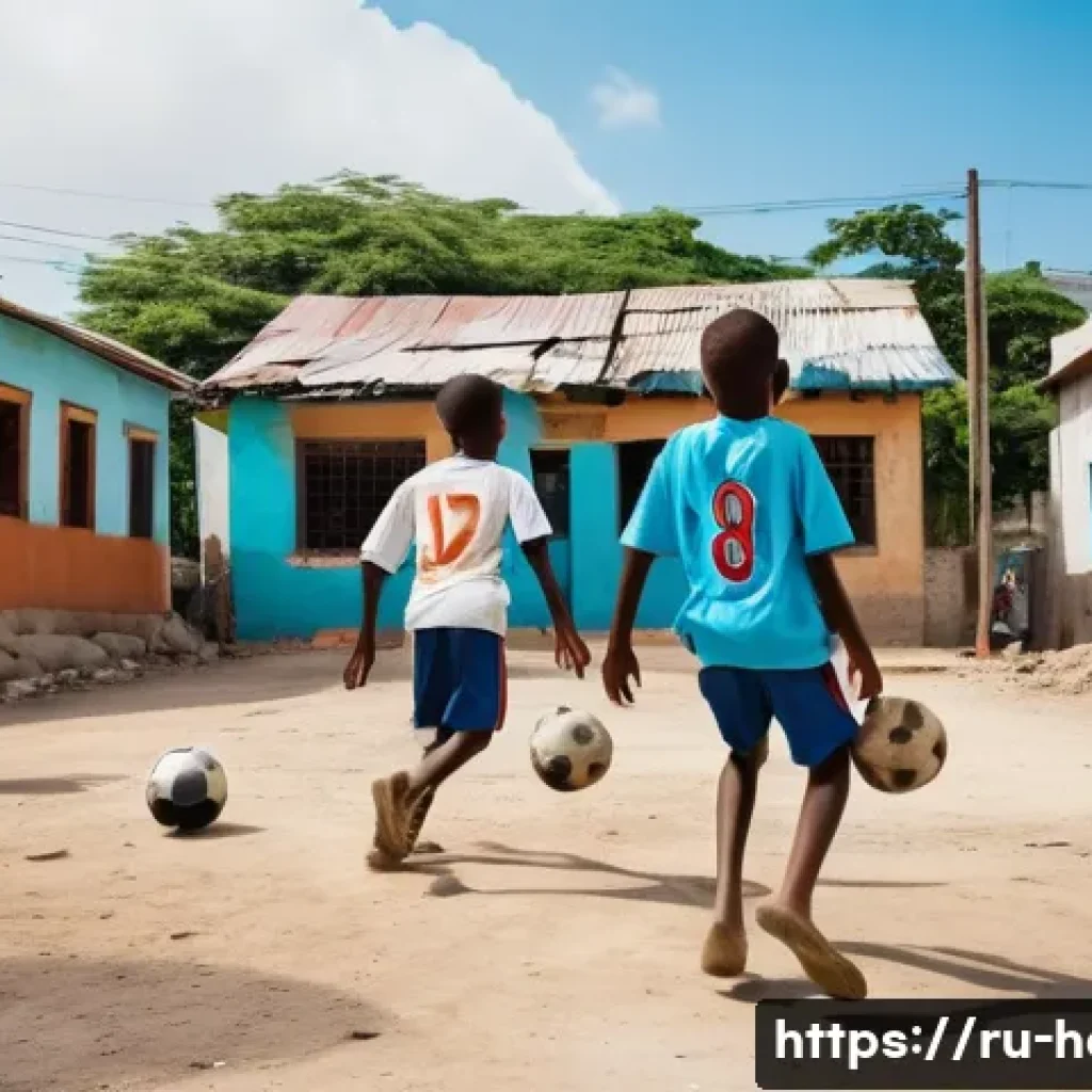 아이티에서 유명한 스포츠 및 인기 있는 종목 - **Haitian Youth Football Dream:** A vibrant, high-angle shot capturing a group of passionate Haitian...
