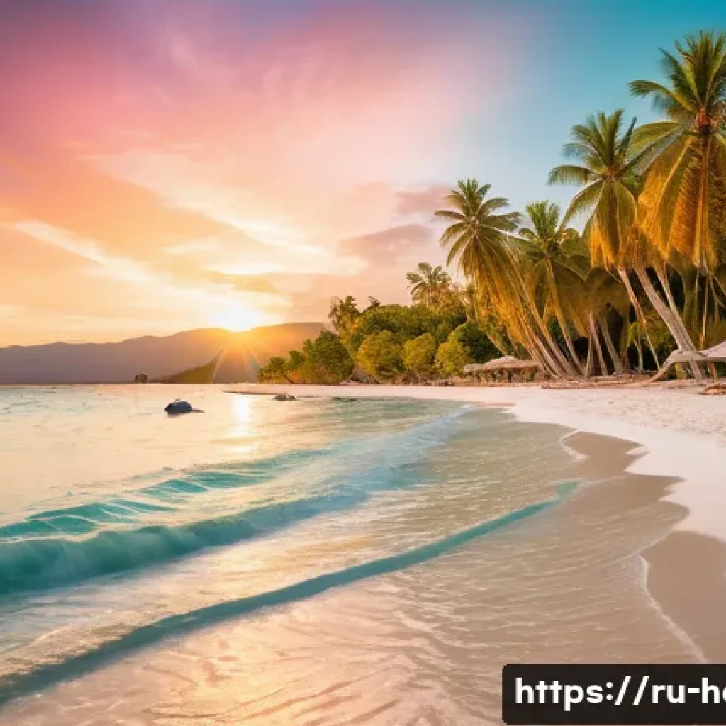 아이티에서 사진 찍기 좋은 명소 추천 - A breathtaking tropical beach scene in Haiti at Playa Café during early morning golden hour, featuri...