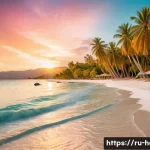 아이티에서 사진 찍기 좋은 명소 추천 - A breathtaking tropical beach scene in Haiti at Playa Café during early morning golden hour, featuri...