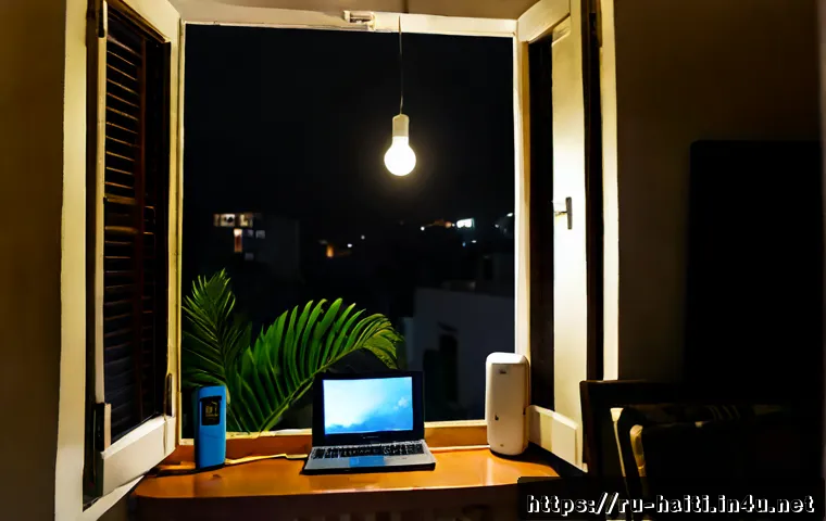 Home 17 아이티에서 전기 및 인터넷 사용 환경 - Photorealistic interior of a modest Haitian apartment during an evening power outage, a family using...